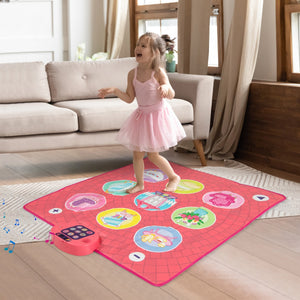 Tappeto da ballo display del punteggio e volume regolabile per bambini 3+ anni-Tappeto da ballo per bambini gioco con 5 livelli Rosa