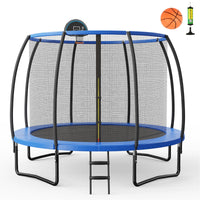 Tappeto elastico con anello da basket rete cuscinetto di sicurezza scaletta con 2 gradini, Trampolino da 305cm-Trampolini