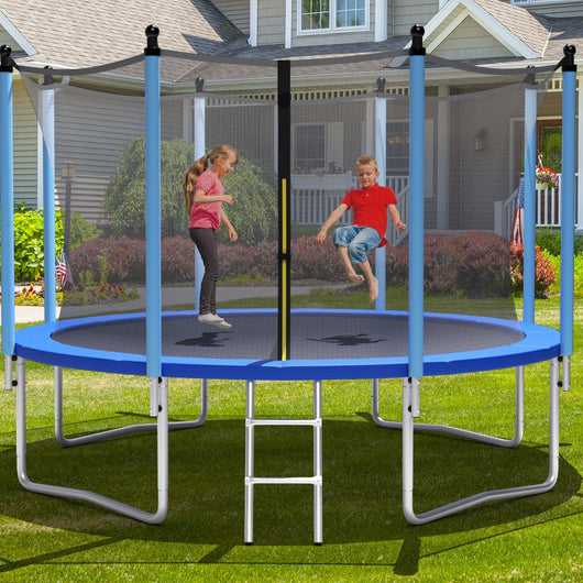 Tappeto elastico da esterno 305cm per bambini e adulti, Tappeto elastico con rete di sicurezza per saltare-Trampolini