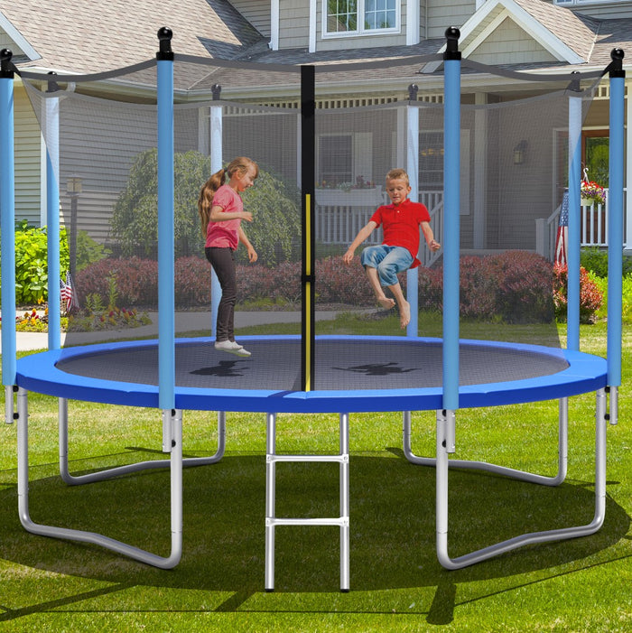 Tappeto elastico da esterno 305cm per bambini e adulti, Tappeto elastico con rete di sicurezza per saltare-Trampolini