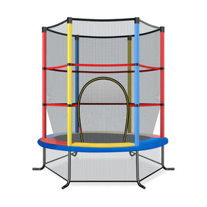 Tappeto elastico per bambini con rete di sicurezza in acciaio resistente, Tappeto elastico con struttura Colorato-Trampolini