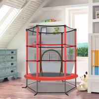 Tappeto elastico per bambini con rete di sicurezza in acciaio resistente, Tappeto elastico con struttura Rosso-Trampolini