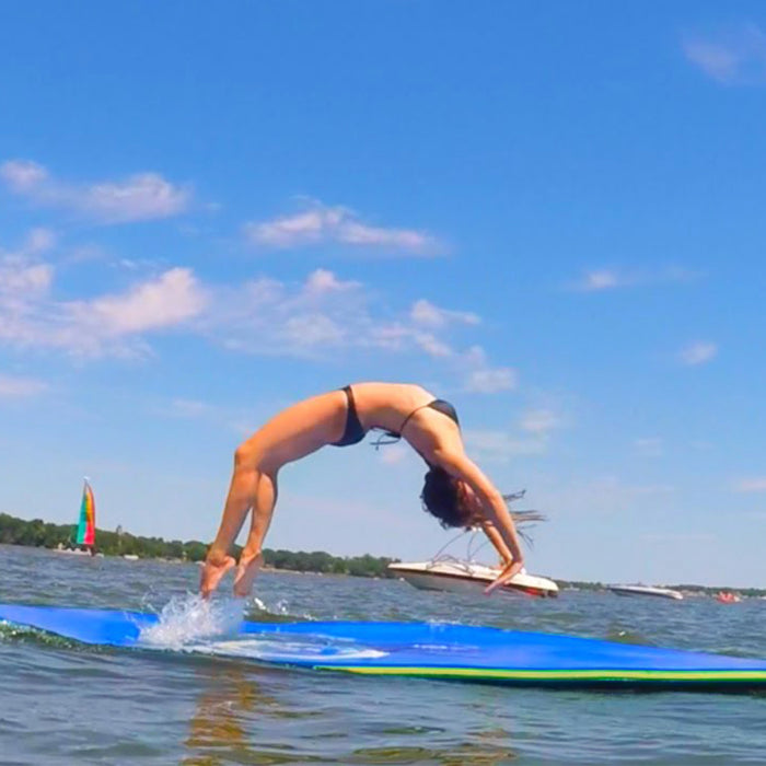 Tappeto galleggiante in schiuma con cuscino per piscina mare, Materassino galleggiante per rilassarsi Blu-Sport acquatici