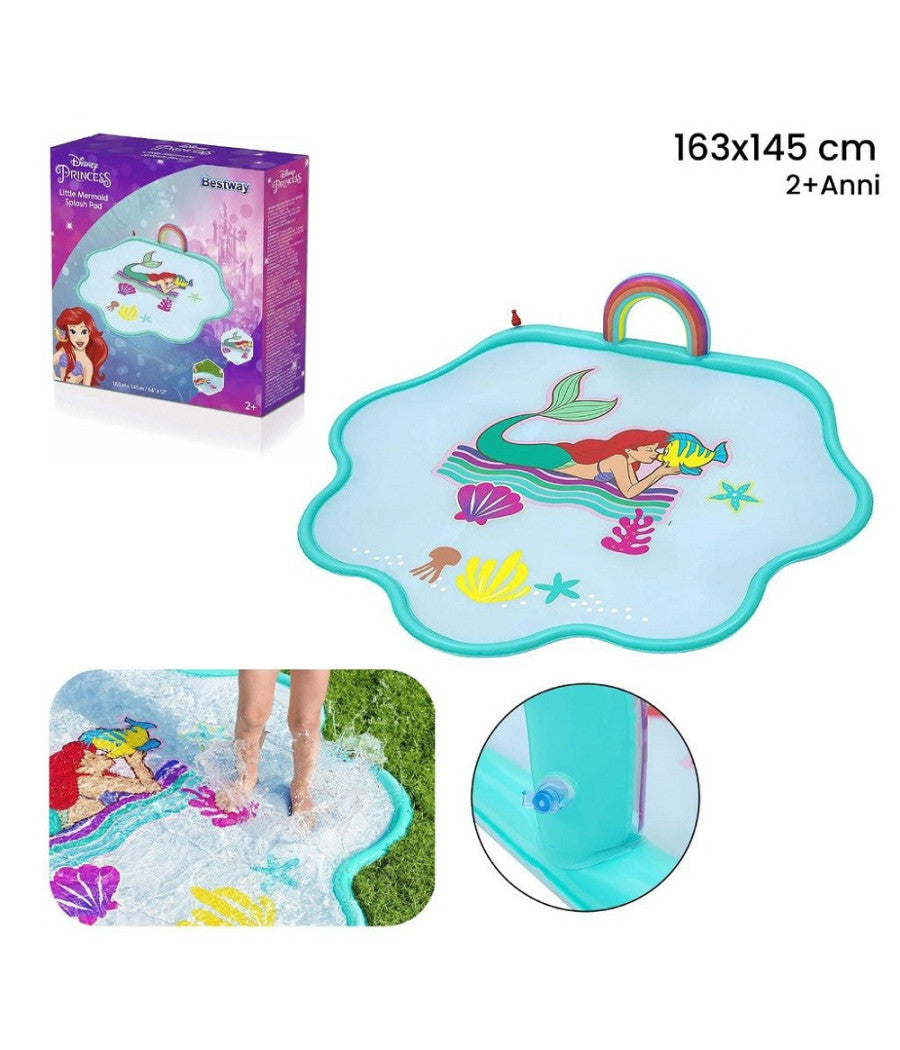 Trade Shop - Tappettino Spruzzi Acqua Sirenetta Splash Pad 163x145cm Per Bambini Estate 9101e -