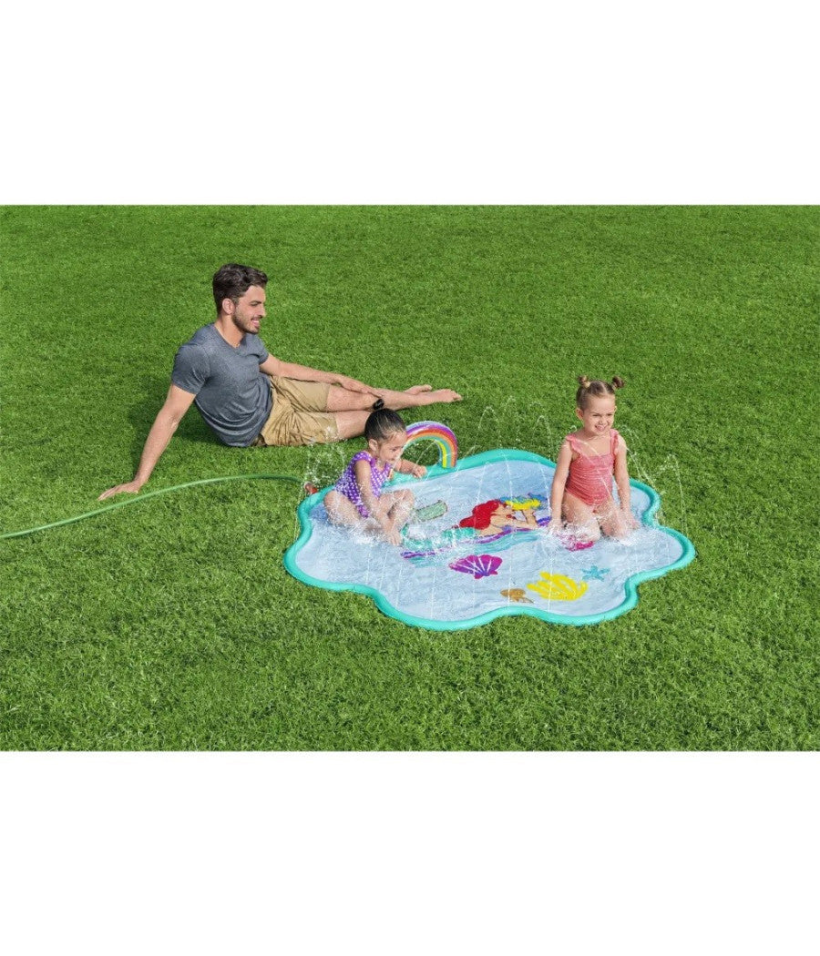 Trade Shop - Tappettino Spruzzi Acqua Sirenetta Splash Pad 163x145cm Per Bambini Estate 9101e -