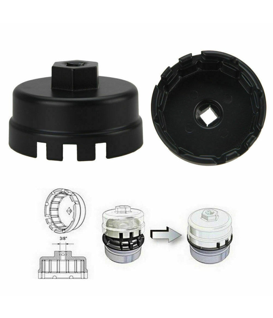 Tappo Chiave A Tazza Per Rimozione Filtro Olio Versione 14 Flap Cap1 3/8" 64mm         