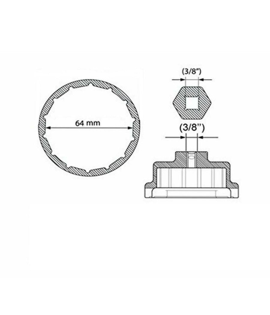 Tappo Chiave A Tazza Per Rimozione Filtro Olio Versione 14 Flap Cap2 3/8" 64mm         