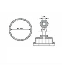 Tappo Chiave A Tazza Per Rimozione Filtro Olio Versione 14 Flap Cap2 3/8" 64mm         