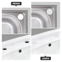 Tappo Copriforo per Lavabo in Acciaio con Tappo Bianco Diam. 47 mm