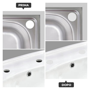 Tappo Copriforo per Lavabo in Acciaio con Tappo Bianco Diam. 47 mm