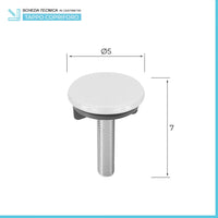 Tappo Copriforo per Lavabo in Acciaio con Tappo Bianco Diam. 47 mm