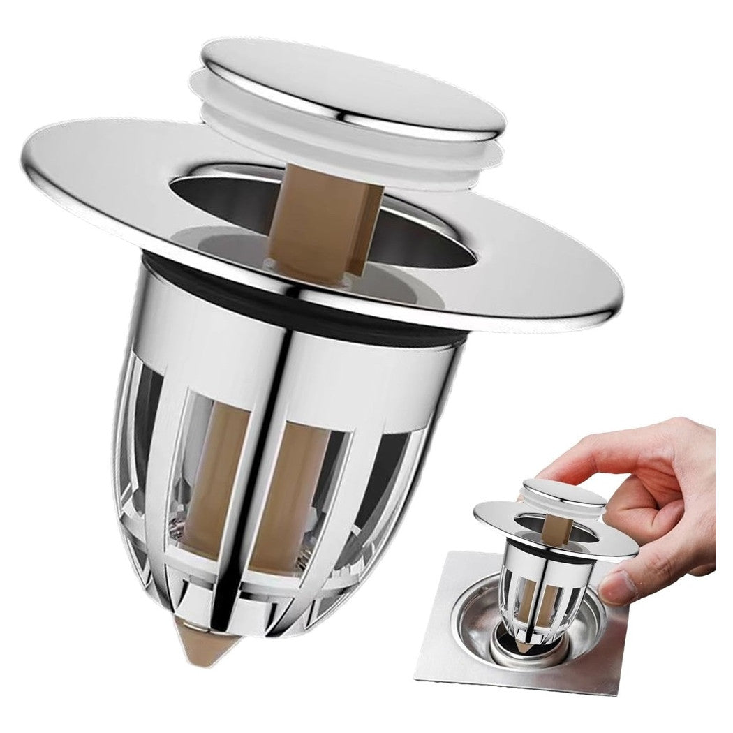 Trade Shop - Tappo Di Scarico Per Lavandino Bagno Filtro In Acciaio A Pressione Copri Scarico         