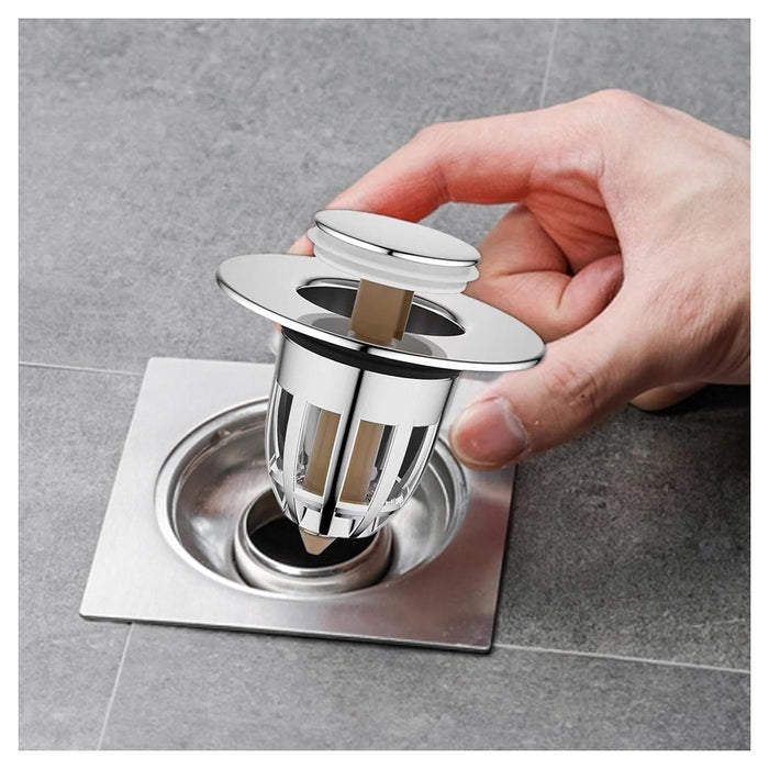 Trade Shop - Tappo Di Scarico Per Lavandino Bagno Filtro In Acciaio A Pressione Copri Scarico         