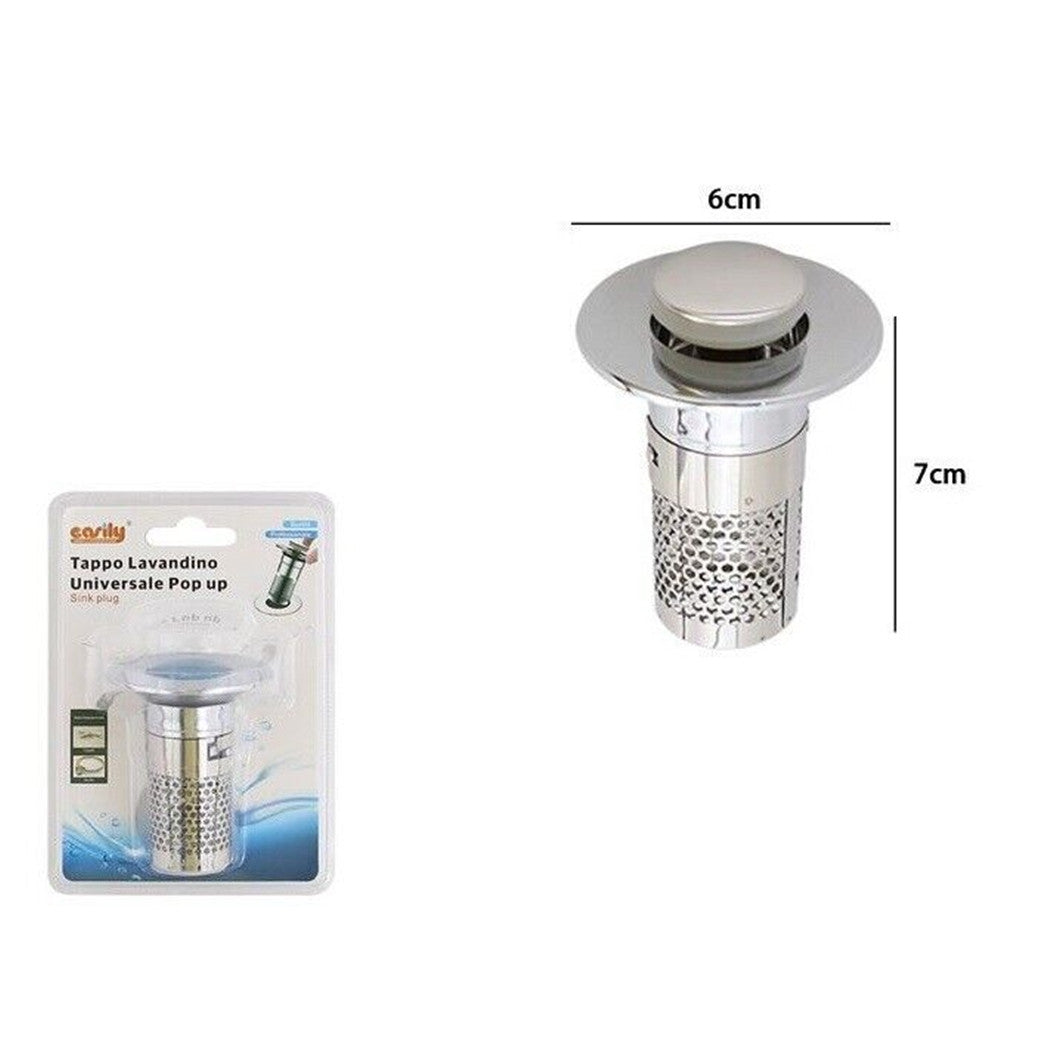 Trade Shop - Tappo Di Scarico Per Lavandino Universale Pop Up Cucina Lavello Bagno Filtro 87338         