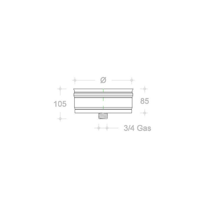 Tappo in rame da 180mm con spurgo per scarico condensa innesto f