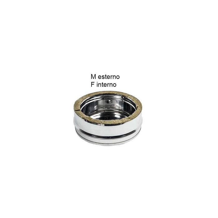 Tappo inox doppia parete con spurgo per scarico condensa, diametro di  80 - de 130 mm
