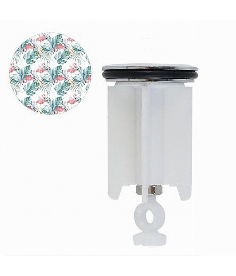 Tappo Lavandino Bagno Lavabo Bidet Universale 40mm Con Motivo Fenicotteri 87273         