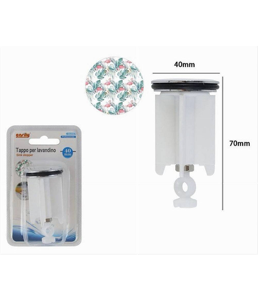 Tappo Lavandino Bagno Lavabo Bidet Universale 40mm Con Motivo Fenicotteri 87273         