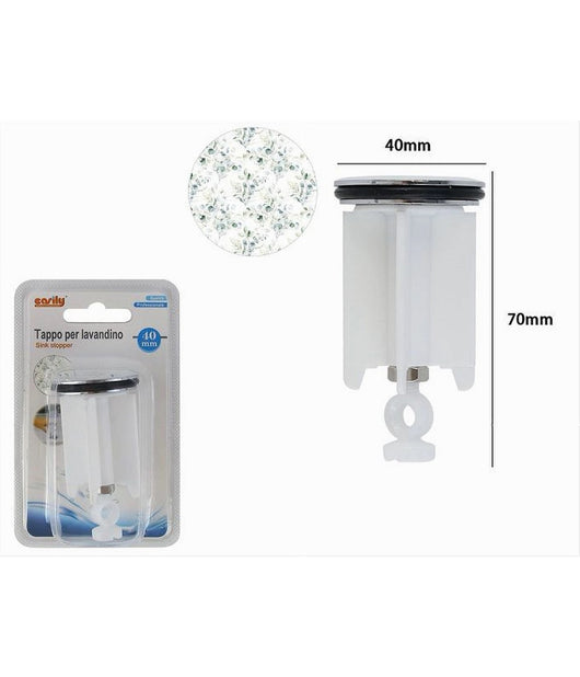 Tappo Lavandino Bagno Lavabo Bidet Universale 40mm Con Motivo Fiori Foglie 87279         