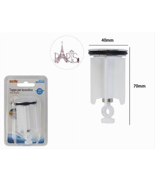 Tappo Lavandino Bagno Lavabo Bidet Universale 40mm Motivo Con Scritta Paris 87276         