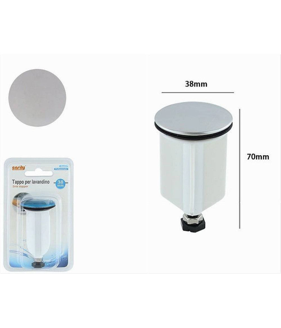 Tappo Piletta Universale Scarico 38mm Ottone Lucido Bagno Lavabo Lavandino 52359         