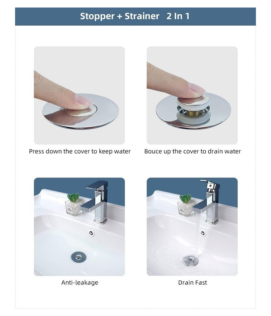 Tappo Pop Up Per Piletta Lavandino Bidet Lavabo Bagno Filtro Valvola Click Clack         