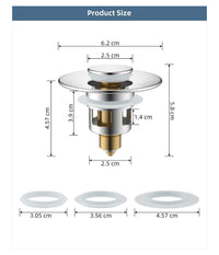 Tappo Pop Up Per Piletta Lavandino Bidet Lavabo Bagno Filtro Valvola Click Clack         