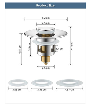 Tappo Pop Up Per Piletta Lavandino Bidet Lavabo Bagno Filtro Valvola Click Clack         