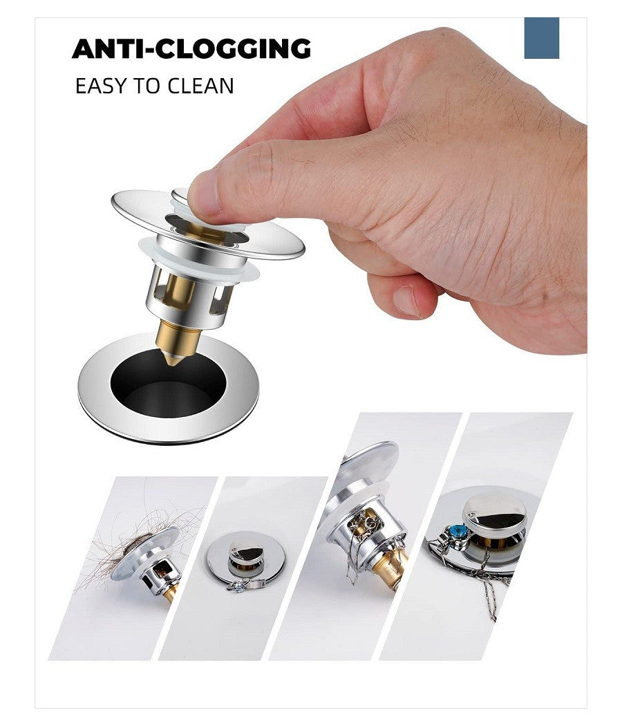 Tappo Pop Up Per Piletta Lavandino Bidet Lavabo Bagno Filtro Valvola Click Clack         