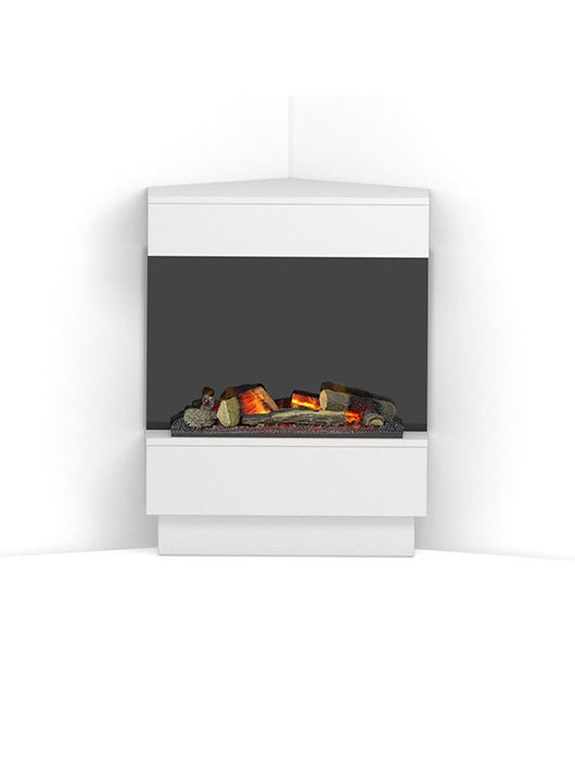 Camino Elettrico Da Pavimento Autoportante a LED - Bianco opaco / Nero - 70 x 95 x 30/65 - 400 / 600 - TARAVO