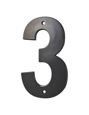 Targa numero civico 3 ,altezza 80mm Nero  metallo, da avvitare - THIRARD