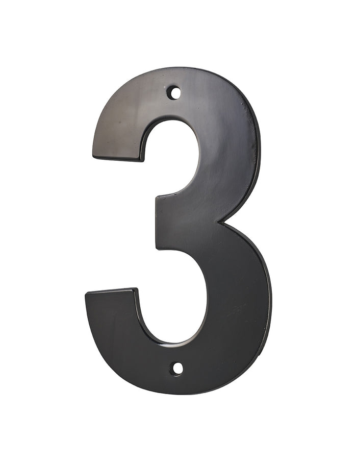 Targa numero civico 3 ,altezza 80mm Nero  metallo, da avvitare - THIRARD