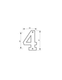 Targa numero civico 4 altezza 51mm, in ottone massiccio, da avvitare - THIRARD