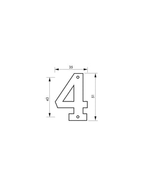 Targa numero civico 4 altezza 51mm, in ottone massiccio, da avvitare - THIRARD