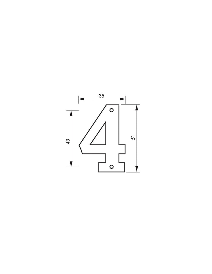 Targa numero civico 4 altezza 51mm, in ottone massiccio, da avvitare - THIRARD