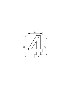 Targa numero civico 4  ,altezza 80mm Nero  metallo, da avvitare - THIRARD