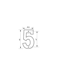 Targa numero civico 5 ,altezza 80mm Nero  metallo, da avvitare - THIRARD