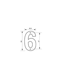 Targa numero civico 6  ,altezza 80mm Nero  metallo, da avvitare - THIRARD