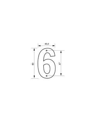 Targa numero civico 6  ,altezza 80mm Nero  metallo, da avvitare - THIRARD