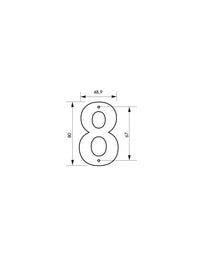 Targa Numero 8 altezza 80mm Nero  metallo, da avvitare - THIRARD