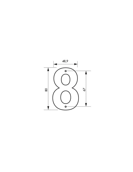 Targa Numero 8 altezza 80mm Nero  metallo, da avvitare - THIRARD