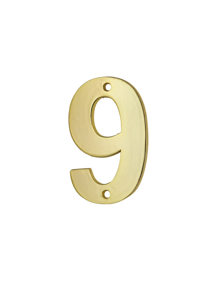 Targa Numero civico 9 altezza 51mm, in ottone massiccio, da avvitare - THIRARD
