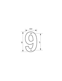Targa Numero 9 altezza 80mm Nero  metallo, da avvitare - THIRARD