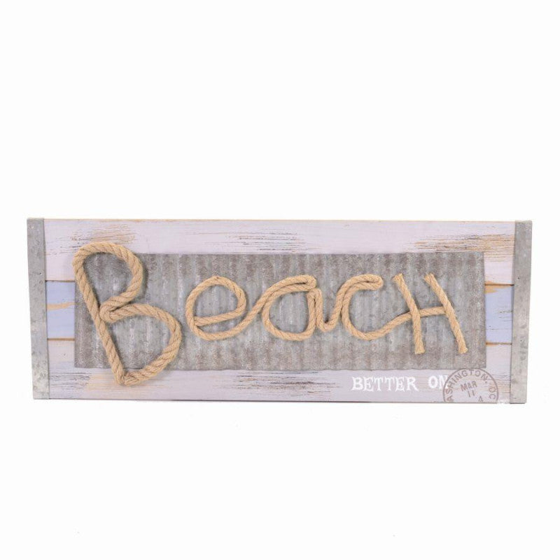 Targhetta mare legno beach corda rettangolare cm 60x22x2,5
