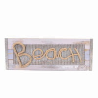 Targhetta mare legno beach corda rettangolare cm 60x22x2,5