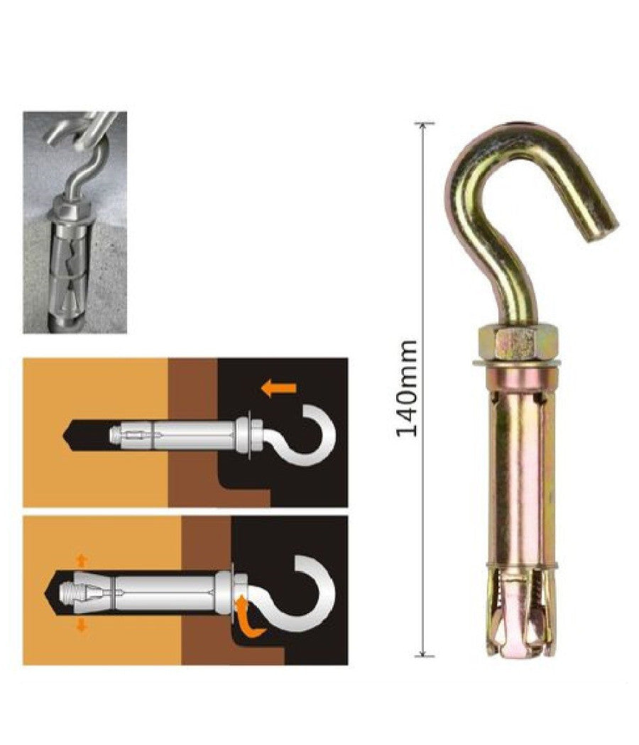 Tassello Tasselli Metallici Gancio Bulloni M12 X 140mm Accessori Minuteria 91047         