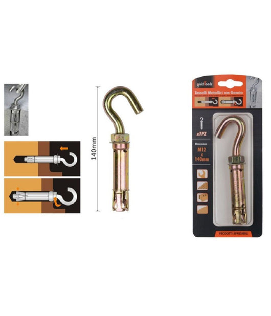 Tassello Tasselli Metallici Gancio Bulloni M12 X 140mm Accessori Minuteria 91047         