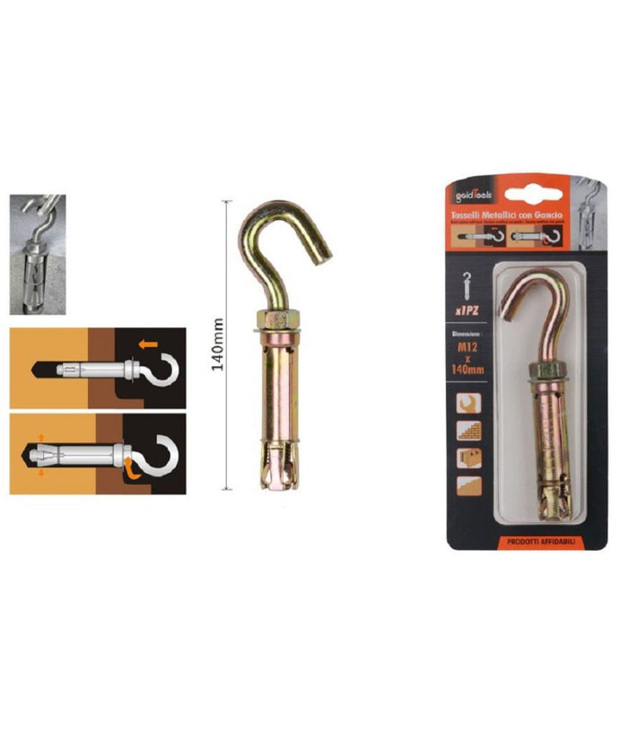 Tassello Tasselli Metallici Gancio Bulloni M12 X 140mm Accessori Minuteria 91047         