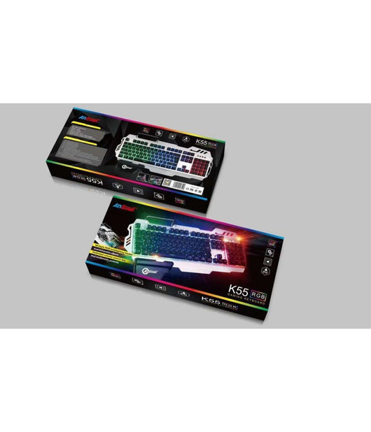 Tastiera Da Gioco Cablata Usb Con Retroilluminazione Rgb Design Ergonomico K55         