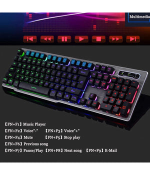Tastiera Gaming Da Gioco Cablata Retroilluminata Arcobaleno Rgb Luce Led Qk708         